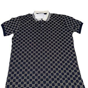 Gucci Men’s Navy GG Logo Polo Shirt
